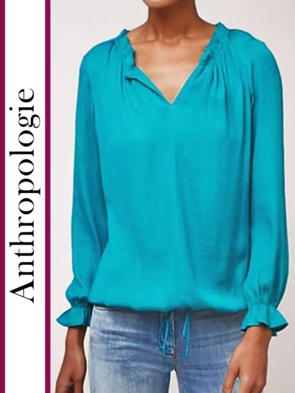 Anthropologie/Dolan | Mixed Media Peasant Style Blouse Top